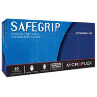 Exam Glove SafeGrip Medium NonSterile Latex Extended Cuff Length Textured Fingertips Blue Not Chemo Approved SG-375-M Box/50 MAJ-210 MICROFLEX MEDICAL 306872_BX