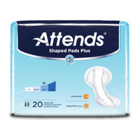 Bladder Control Pad Attends Shaped Pads Super Plus 12 X 25-1/2 Inch Heavy Absorbency Polymer Core One Size Fits Most Adult Unisex Disposable SPDPA Pack/20 87059 ATTENDS HEALTHCARE PRODUCTS 1186542_PK