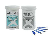 Blood Glucose Test Strips Microdot50 Strips per Box Strip contains the enzyme glucose dehydrogenase For MicrodotMeters 169-50 Case/7500 4259 Cambridge Sensors USA 843655_CS