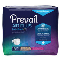 Unisex Adult Incontinence Brief Prevail Air Plus Size 3 Disposable Heavy Absorbency PVBNG-014CA Bag/15 NC3910 First Quality 1183654_BG