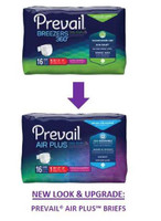 Unisex Adult Incontinence Brief Prevail Air Plus Size 2 Disposable Heavy Absorbency PVBNG-013CA Bag/18 1267 First Quality 1183653_BG