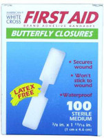 Skin Closure Strip First Aid Brand 3/8 X 1-13/16 Inch Nonwoven Material Butterfly Closure White 1975033 Case/1200 441408 Dukal 239054_CS