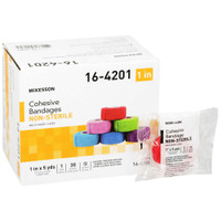 Cohesive Bandage McKesson 1 Inch X 5 Yard Standard Compression Self-adherent Closure Purple / Pink / Green / Light Blue / Royal Blue / Red NonSterile 16-4201 Case/30 V5922 MCK BRAND 944355_CS