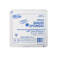 USP Type VII Gauze Sponge Dukal Cotton 12-Ply 4 X 4 Inch Square Sterile 412-10 Tray/10 46-8865GM-C Dukal 410596_TR