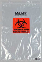 Specimen Transport Bag with Document Pouch Lab-Loc 14 X 20 Inch LDPE Zip Closure Biohazard Symbol NonSterile LABZ1420B Pack/50 25-5862 Elkay Plastics 978537_PK