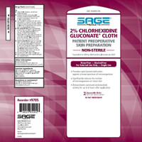 Skin Prep Wipe Sage® 2 per Pack Soft Pack 2% Strength CHG (Chlorhexidine Gluconate) NonSterile 9705 Pack/1