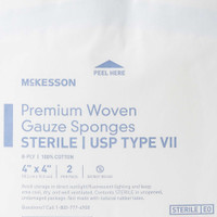 USP Type VII Gauze Sponge McKesson Cotton 8-Ply 4 X 4 Inch Square Sterile 16-42448 Case/600 8887688227 MCK BRAND 447085_CS