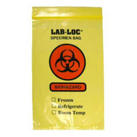 Specimen Transport Bag with Document Pouch Lab-Loc 6 X 9 Inch LDPE Zip Closure Biohazard Symbol / Storage Instructions NonSterile LAB20609YE Pack/100 2N3399 Elkay Plastics 560272_PK