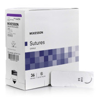 Absorbable Suture with Needle McKesson Polyglycolic Acid C-13 3/8 Circle Reverse Cutting Needle Size 3 - 0 Braided SJ423H Box of 1 SJ423H McKesson 1034531_BX
