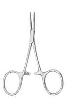 Hemostatic Forceps McKesson Argent™ Hartmann-Mosquito 3-1/2 Inch Length Surgical Grade Stainless Steel NonSterile Ratchet Lock Finger Ring Handle Curved 43-1-421 Each/1