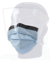 Surgical Mask with Eye Shield FluidGard® 160 Anti-fog Foam Pleated Tie Closure One Size Fits Most Blue Diamond NonSterile ASTM Level 3 Adult 15331 Box/25