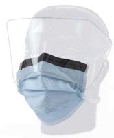 Surgical Mask with Eye Shield FluidGard® 160 Anti-fog Foam Pleated Tie Closure One Size Blue Diamond NonSterile ASTM Level 3 Adult 15331 Box of 25 15331 FluidGard® 160 1079087_BX