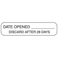 Pre-Printed / Write On Label Advisory Label White Paper Date Opened Discard After 28 Days Black Quality Control Label 3/8 x 1-5/8 Inch 2914 Pack of 1 2914 Health Care Logistics 742695_PK
