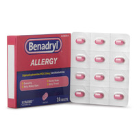 Benadryl Allergy Relief Diphenhydramine HCl 25 mg Strength, Small-size Tabs, 24 Tablets per Box, One Box 50580022651 Benadryl® 825634_CT