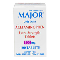 Pain Relief Major® 500 mg Strength Acetaminophen Unit Dose Tablet 100 per Box 00904673061 Box of 100 904673061 Major® 1116601_BX