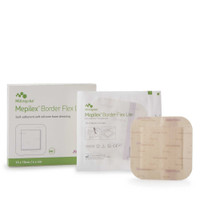 Thin Foam Dressing Mepilex® Border Flex Lite 4 x 4 Inch With Border Film Backing Silicone Adhesive Square Sterile 581300 Box of 5 581300 Mepilex® Border Flex Lite 1195997_BX