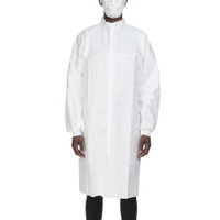 Cleanroom Lab Coat Contec® CritiGear™ White Large Knee Length Microporous Fabric Disposable HCGA0032 Case of 30 HCGA0032 Contec® CritiGear™ 1128928_CS