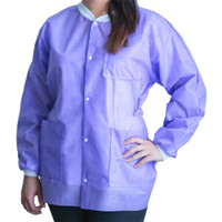 Lab Jacket FitMe Purple Medium Hip Length Disposable - Bag/10
