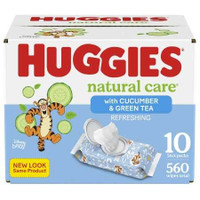 Baby Wipe Huggies® Natural Care™ Refreshing Soft Pack Cucumber / Green Tea Scent 560 Count 50130 Case of 560 50130 Huggies® Natural Care™ Refreshing 1160312_CS