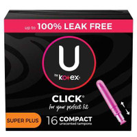Tampon U by Kotex® Click® Super Plus Absorbency Plastic Applicator Individually Wrapped 51582 Case of 128 51582 U by Kotex® Click® 1184200_CS