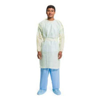 Protective Procedure Gown Halyard Basics One Size Yellow NonSterile AAMI Level 2 Disposable 13962 Case of 100 13962 Halyard Basics 763992_CS