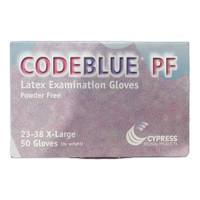 Exam Glove CODEBLUE® PF X-Large NonSterile Latex Extended Cuff Length Fully Textured Blue Not Rated 23-38 Case/10