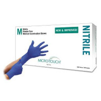 Exam Glove Micro-Touch® Nitrile Medium NonSterile Nitrile Standard Cuff Length Textured Fingertips Blue Chemo Tested 6034302 Box of 1 6034302 Micro-Touch® Nitrile 703151_BX
