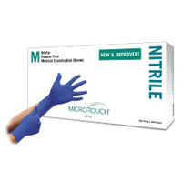 Exam Glove Micro-Touch® Nitrile Medium NonSterile Nitrile Standard Cuff Length Textured Fingertips Blue Chemo Tested 6034302 Case of 10 6034302 Micro-Touch® Nitrile 703151_CS