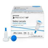 Safety Lancet McKesson Prevent® HP 28 Gauge Retractable Push Button Activation Finger 16-PBHPSL28G1.6X Box of 100 16-PBHPSL28G1.6X McKesson Prevent® HP ﻿1217988_BX