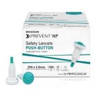 Safety Lancet McKesson Prevent® HP 25 Gauge Retractable Push Button Activation Finger 16-PBHPSL25G2.0X Case of 2000 16-PBHPSL25G2.0X McKesson Prevent® HP 1217986_CS