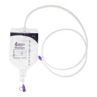 Vesco Medical Enteral Drainage Bag with ENFit Connector, 60'' Tube, 500 mL, Sterile, Pack of 30