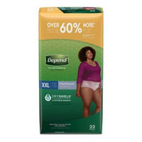 Female Adult Absorbent Underwear Depend® FIT-FLEX® Pull On with Tear Away Seams 2X-Large Disposable Heavy Absorbency 53306 Pack of 22 53306 Depend® FIT-FLEX® 1184218_PK