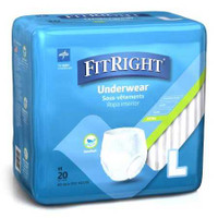 Unisex Adult Absorbent Underwear FitRight™ Pull On with Tear Away Seams Large Disposable Moderate Absorbency MSC13505A Bag of 20 MSC13505A FitRight™ 919703_BG