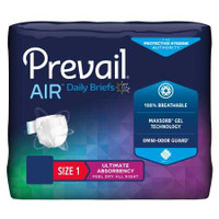 Unisex Adult Incontinence Brief Prevail Air ™ Size 1 Disposable Heavy Absorbency PVBNG-012CA/1 Pack of 20 PVBNG-012CA/1 Prevail Air ™ 1234063_PK