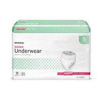 Unisex Adult Absorbent Underwear McKesson Pull On with Tear Away Seams Small Disposable Moderate Absorbency UW33843 Bag of 22 UW33843 McKesson 1222510_BG