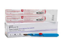 Safety Scalpel McKesson Prevent® B No. 10 Stainless Steel / Plastic Classic Grip Handle Sterile Disposable 16-37210 Box of 10 16-37210 McKesson Prevent® B 1073640_BX