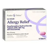 Foster & Thrive All Day Allergy Relief, Fexofenadine 180 mg Strength, Non-Drowsy, 15 Tablets per Bottle, Bottle of 1 70677100901 Foster & Thrive™ 1238969_BX