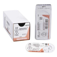 Absorbable Suture with Needle Monocryl™ Poliglecaprone PS-2 3/8 Circle Precision Reverse Cutting Needle Size 3 - 0 Monofilament Y497G Box of 12 Y497G Monocryl™ 227219_BX