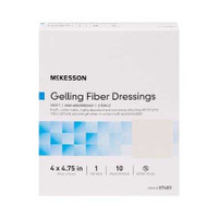 Gelling Fiber Wound Dressing McKesson 4 x 4-3/4 Inch Rectangle Sterile 87400 Case of 100 87400 McKesson 1138627_CS