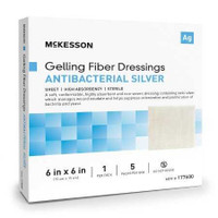 Silver Gelling Fiber Dressing McKesson 6 x 6 Inch Square Sterile 177600 Box of 5 177600 McKesson 1162307_BX