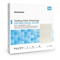Silver Gelling Fiber Dressing McKesson 8 x 12 Inch Rectangle Sterile 177812 Case of 50 177812 McKesson 1162308_CS
