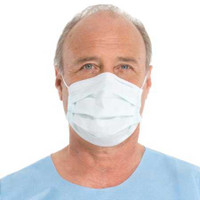 Surgical Mask FluidShield Anti-fog Foam Pleated Earloops One Size White NonSterile ASTM Level 1 Adult 41802 Case of 500 41802 FluidShield 981862_CS
