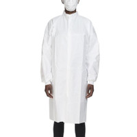 Cleanroom Lab Coat Contec® CritiGear™ White Large Knee Length Microporous Fabric Disposable HCGA0032 Bag/10