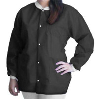Lab Jacket FitMe™ Black 2X-Large Hip Length 3-Layer SMS Disposable UGJ-6500-XXL Bag of 10 UGJ-6500-XXL FitMe™ 1194403_BG
