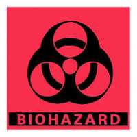 Pre-Printed Label Barkley® Warning Label Fluorescent Red Paper Biohazard / Symbol Black Biohazard 5 x 5 Inch BH-55 Roll of 1 BH-55 Barkley® 539722_RL