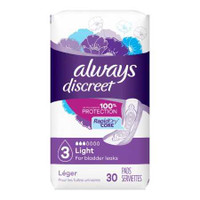 Bladder Control Pad Always® Discreet 9.4 Inch Length Light Absorbency Superabsorbant Core Size 3 03700088658 Case of 90 03700088658 Always® Discreet 928408_CS