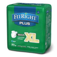 Unisex Adult Incontinence Brief FitRight™ Plus X-Large Disposable Moderate Absorbency FITPLUSXLG Case of 80 FITPLUSXLG FitRight™ Plus 835156_CS