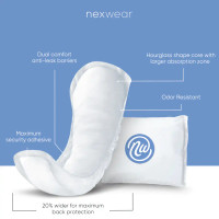 Bladder Control Pad Nexwear 13.75 Inch Maximum Long Absorbency One Size Fits Count/90 1990 Nexwear Maximum Long 1230171_CS