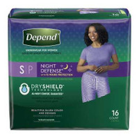 Female Adult Absorbent Underwear Depend® Night Defense® Pull On with Tear Away Seams Small Disposable Heavy Absorbency 51701 Pack of 16 51701 Depend® Night Defense® 1163804_PK