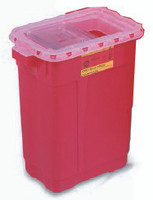 Sharps Container BD™ Red Base 23-1/2 H X 20 W X 14-3/4 D Inch Vertical Entry 17 Gallon 305665 Case/5